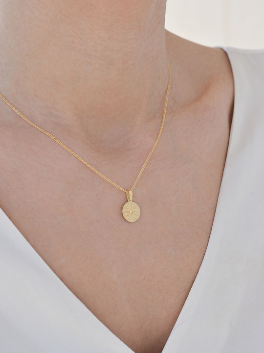 Pendant Kids Charm Double Sided with Chain Constantine Coin from 14K Gold 52UK7634-P