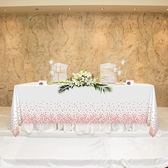 Husă De Masă Alista Home Din Peva Cu Buline Imprimat 137 X 274 Cm Rezistentă La Apă Şi Pete Curăţare Rapidă Roz Auriu