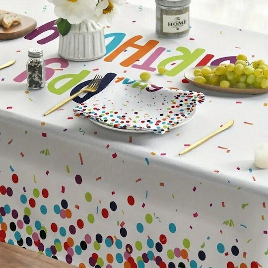 Rechteckige Party-Tischdecke Alista Home La Multi Ani Collection 137 x 274 cm Kunststoff Wasserdicht Mehrfarbig