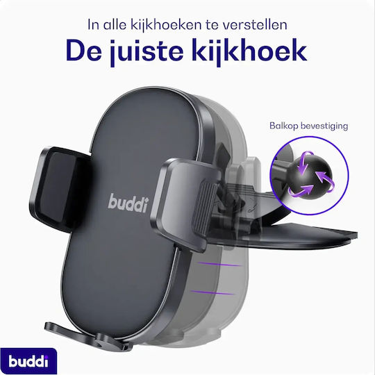 Buddi Car Mobile Mount with Adjustable Hooks Black