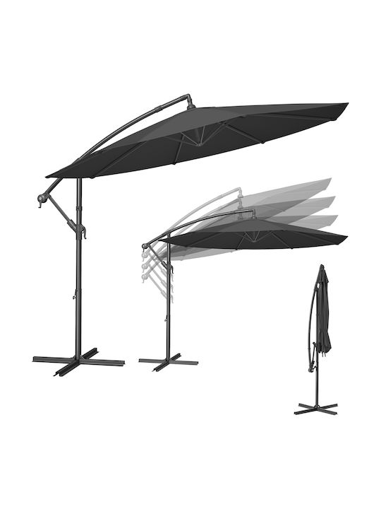 Umbrelă Suspendată Rotundă Metalică Gri Φ3xÎ2,45m