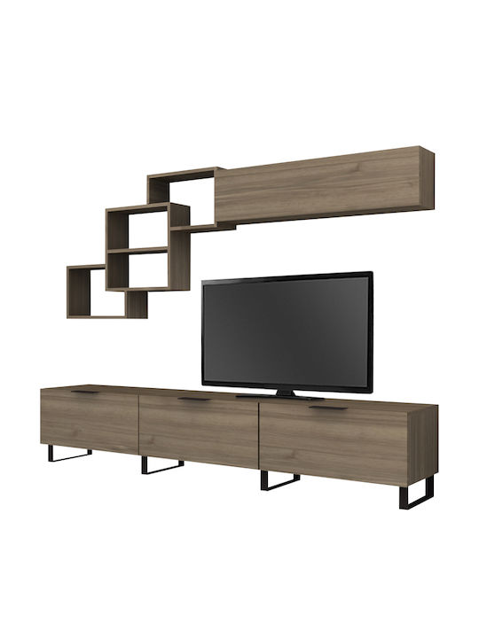 Living Room TV Unit Heydar Walnut L210xW35xH40cm