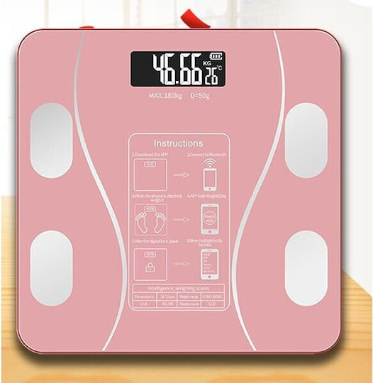Alista Home Smart Cântar De Baie 180kg Cu Analizator De Grăsime Corporală Și Bluetooth Roz 125822