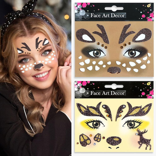 Temporary Face Sticker Alista Home Makeup Face Art Halloween Theater Deer Pattern Brown