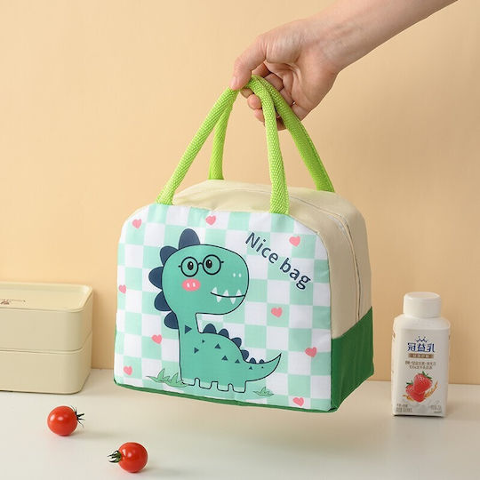 Alista Home Genți De Prânz Izotermice Școlare De Mână 2 Litri Verzi Cu Dinozauri 19x13x23cm