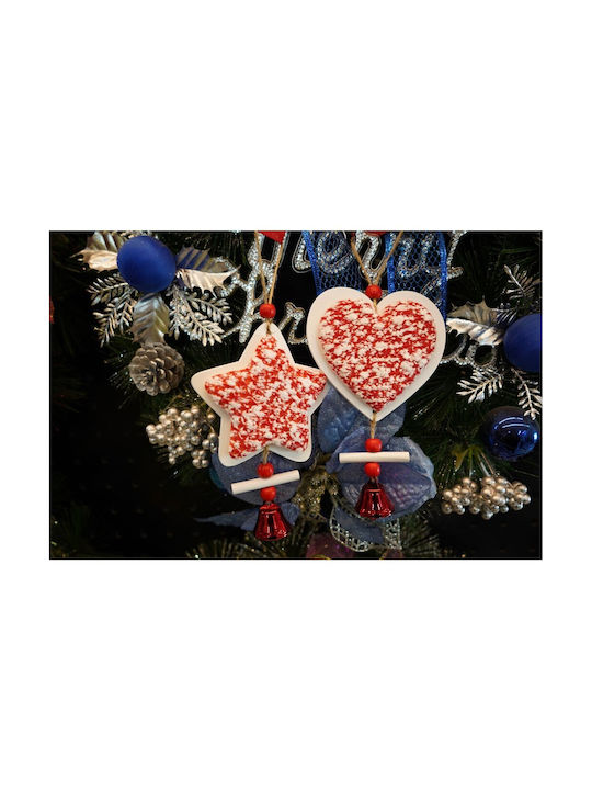 Ornament De Crăciun Pentru Brad Inimă Tweed Alb Roșu Din Lemn 18 Cm Alista Home