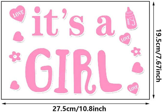 Sticker Decal Alista Home Temă Dezvăluire Gen Este Fetiță Design Text 19.5x27.5 Cm Roz