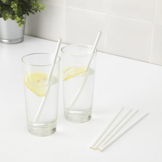Set 100 Strohhalme Alista Home Papier 20 Cm Einfarbig Weiß