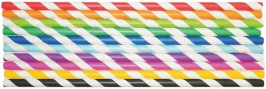 Set 25 Straws Alista Home Paper 20 Cm Striped Pattern Multicolor