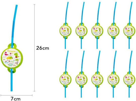Set 10 Straws Alista Home Dino Park Collection 26 X 7 Cm Cardboard Plastic Multicolor