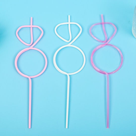 Plastic Straw Alista Home Diamond Ring Model Wedding Theme Diameter 0.5 Cm Pink White