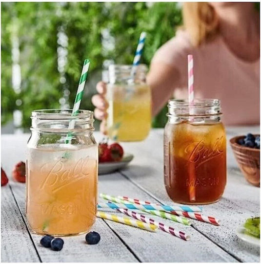 Set 25 Straws Alista Home Paper 20 Cm Striped Pattern Multicolor