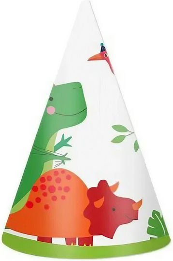 Set 6 Pălării De Petrecere Dinozauri Accesorii De Petrecere Tematică De Ziua De Naștere 19x15 Cm Multicolor