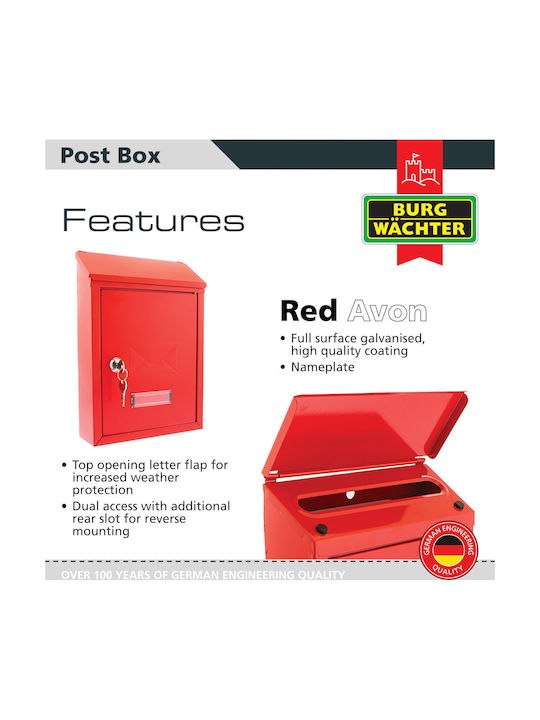 Sterling Locks Cutie Poștală Pentru Exterior Din Inox Roșu