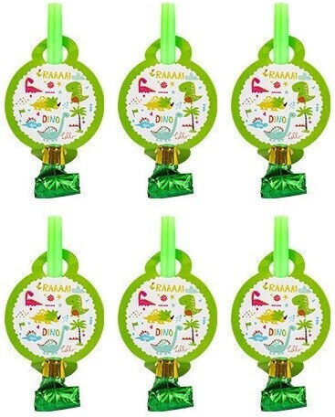 Set 6 Blowers Alista Home Dino Park Collection 12 X 7 Cm Made Cardboard Plastic Paper Multicolor