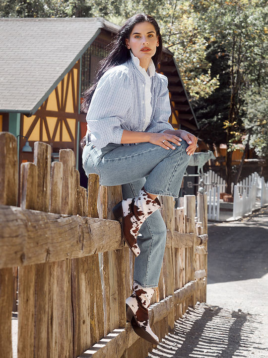 Damen Cowboy-Stiefeletten Weiß