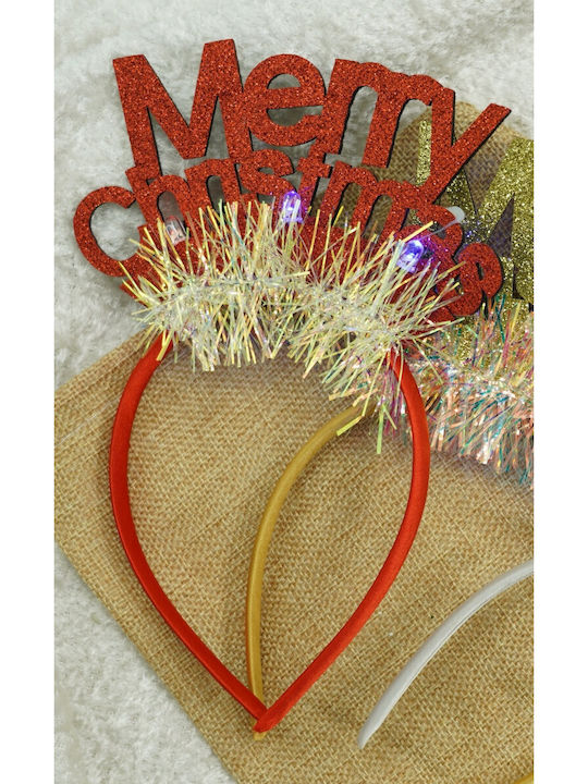 Merry Christmas Headband Hoop Red Glitter Standard Size Alista Home