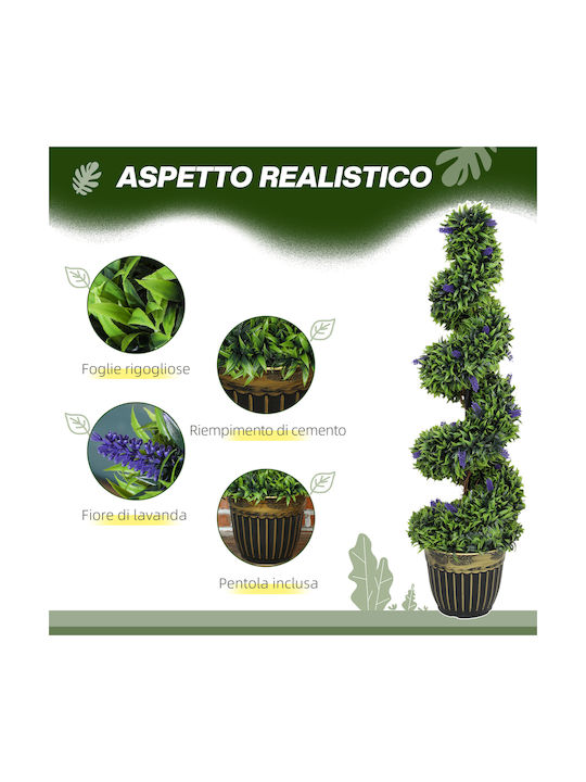 Homcom Set of 2 Artificial Plants Spiral Design Cement Base Green