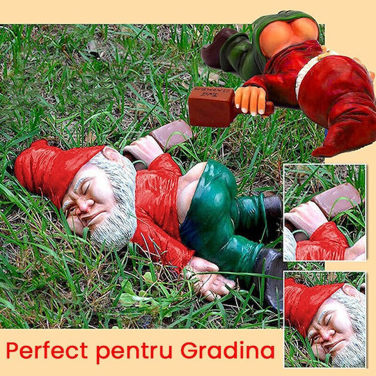 Decorațiuni Pentru Grădină Alista Home Pitic De Grădină Beat Model Amuzant Statuie De Grădină Decor De Grădină Pitic Beat 15 Cm Roșu