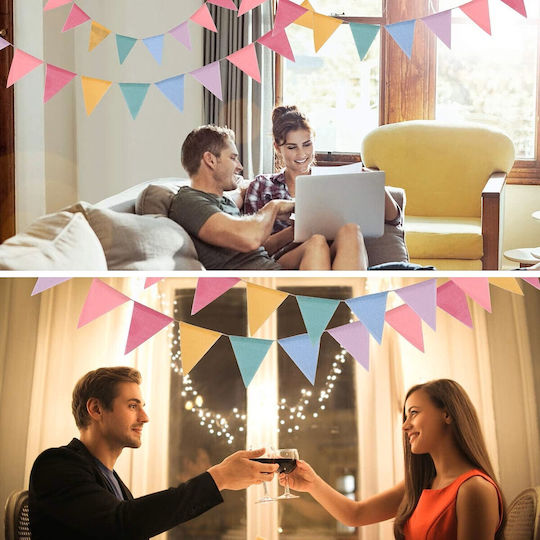 Комплект 10 Флагове Тип Банер Alista Home Happy Birthday Колекция 270 См Дължина Изработени От Креп Хартия Многоцветни