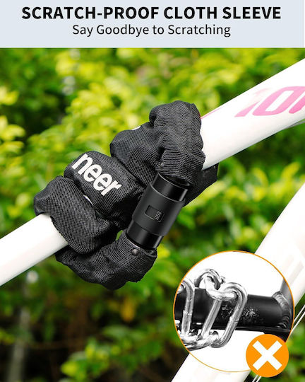 Sportneer Încuietoare Antifurt Pentru Bicicletă Siguranță Ridicată Grosime 8 Mm 2 Chei Lungime 1 M Neagră