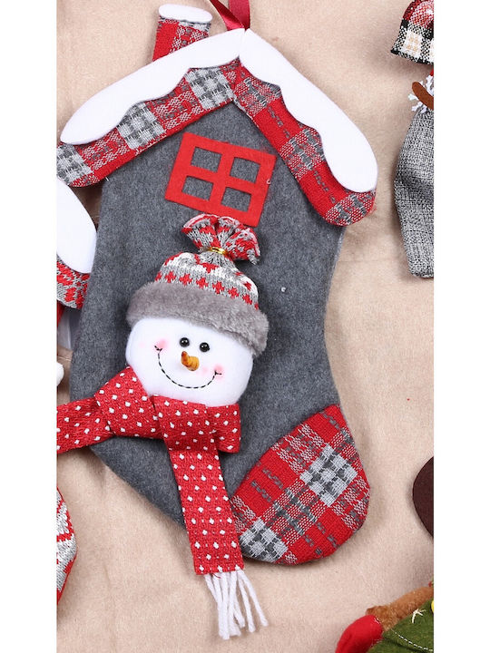 Ciorap Decorativ De Crăciun Cu Om De Zăpadă L30xL15cm Gri
