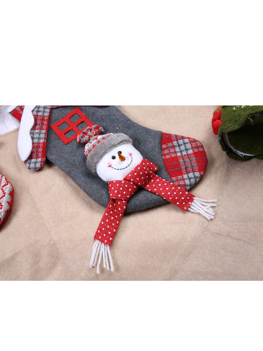 Ciorap Decorativ De Crăciun Cu Om De Zăpadă L30xL15cm Gri