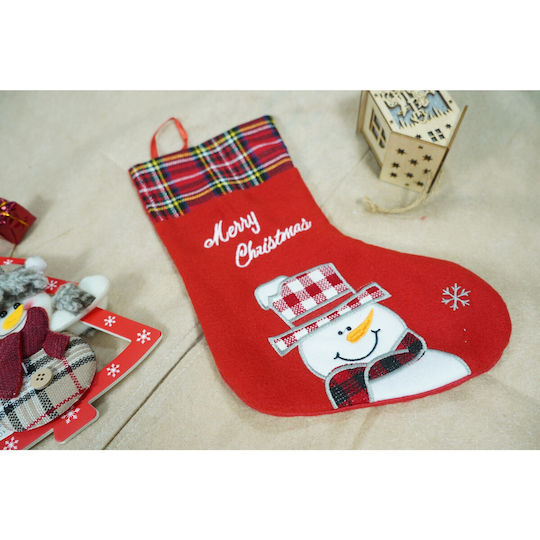 Weihnachtliche Dekorationssocke mit Schneemann M30xP15cm Rote