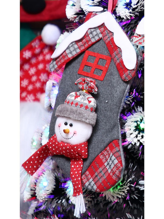 Ciorap Decorativ De Crăciun Cu Om De Zăpadă L30xL15cm Gri