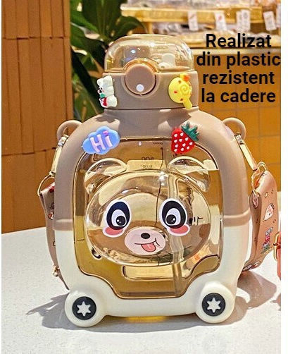Alista Home Sticlă Pentru Copii Din Plastic Cu Pai Maro 1000ml
