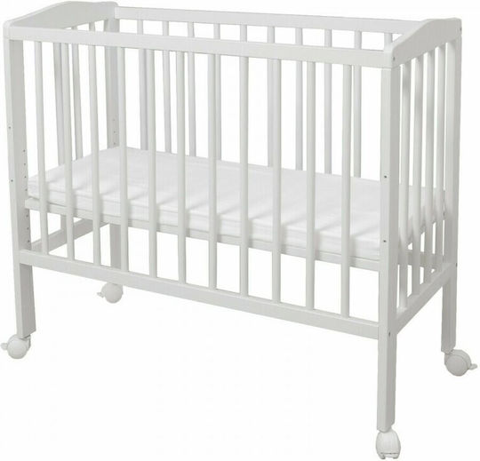 Waldin Cradle Playpen with Mattress and Wheels White