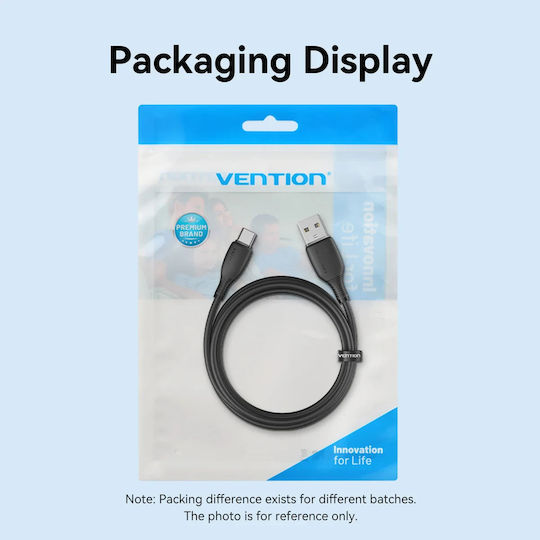 Vention Male USB 2.0 Cable USB-C male - USB-A 18W Μαύρο 0.25m CTWBC
