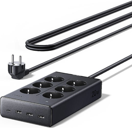 Ugreen Πολύπριζο 6 Θέσεων με 3 USB-A, USB-C και Καλώδιο 1.5m