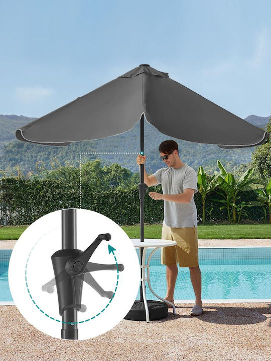 Umbrella Floor Square Metal Gray 1.5x1.5m