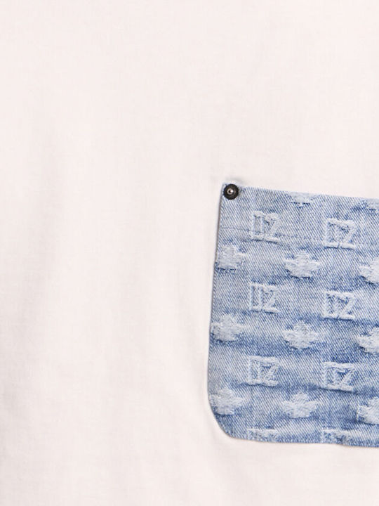 Tricou Alb-Albastru
