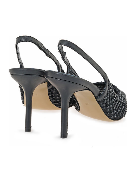 Leather Heels with High Heel Black