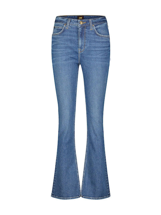 Hoch tailliert Damenjeans in Bootcut-Passform Valiant Blue