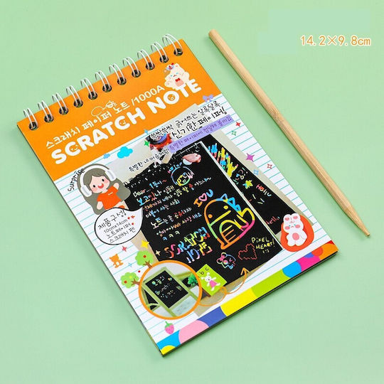 Alista Home Caiet De Desen Scratch-Off Diy Magic Scratch 12 Foi Creion Din Lemn Curcubeu Cărți Negre 14.2 X 9.8 Cm Portocaliu