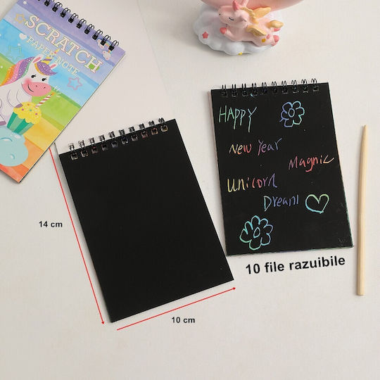 Alista Home Caiet De Carduri De Zgarieturi Diy Magic Carduri Negre 12 Foi Creion Din Lemn Curcubeu 14 X 10 Cm Galben