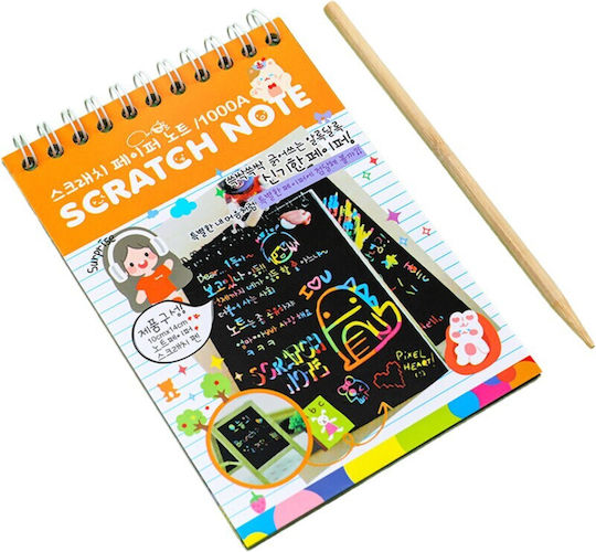Alista Home Caiet De Desen Scratch-Off Diy Magic Scratch 12 Foi Creion Din Lemn Curcubeu Cărți Negre 14.2 X 9.8 Cm Portocaliu