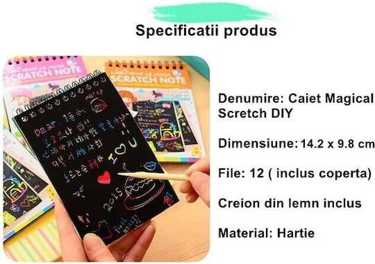 Carnet De Desen Scratch Alista Home Diy Magic Scratch 12 Foi Creion Din Lemn Curcubeu Cărți Negre 14 2 X 9 8 Cm Verzi