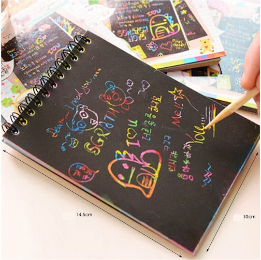 Bloc De Desen Scratch-Off Alista Home Diy Magic Scratch 12 Foi Creion Din Lemn Curcubeu Negru Cartonașe 14 5 X 10 Cm Portocaliu