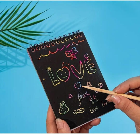 Carnet De Răzuit Alista Home Diy Magic Răzuit 12 Foi Curcubeu Creion Din Lemn Negru Cartonașe 14 X 10 Cm Verde