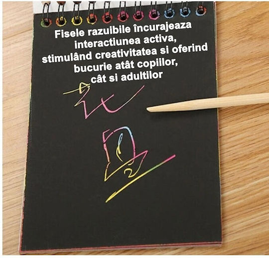 Alista Home Caiet De Desen Scratch-off Diy Magic Scratch 12 Foi Creion Din Lemn Curcubeu Carduri Negre 14.2 X 9.8 Cm Albastru Deschis