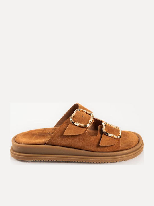 Δερμάτινα Γυναικεία Σανδάλια Flatforms Ταμπά