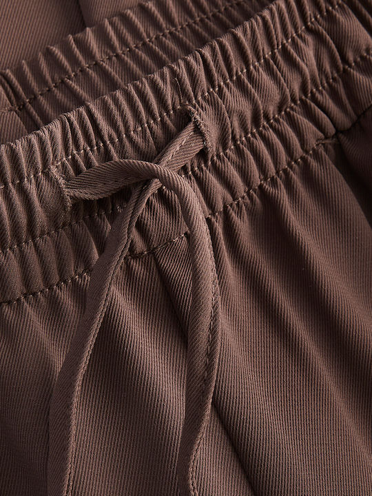 Women's Pantaloons with Rubber Band in Loose Fit Brown