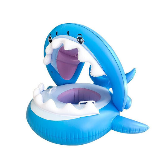 Inflatable Swimming Ring Children Blue Shark Design 90 Cm Alista Home