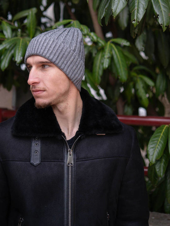 Beanie Ανδρικός Σκούφος Πλεκτός σε Γκρι χρώμα