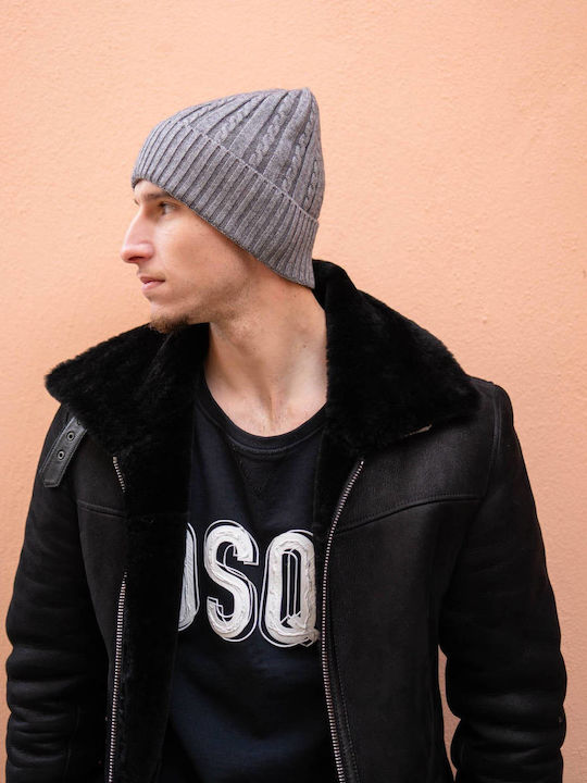 Beanie Ανδρικός Σκούφος Πλεκτός σε Γκρι χρώμα