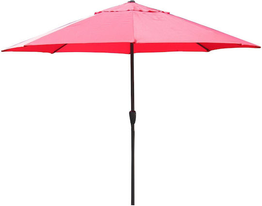 Umbrelă De Pardoseală Rotundă Din Aluminiu Roșie Cu Suport Φ2.7m 122952
